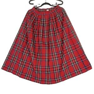 Lloyd New York Skirt Women's Size 10 Red Plaid Tartan Pleated Calf Length Vtg